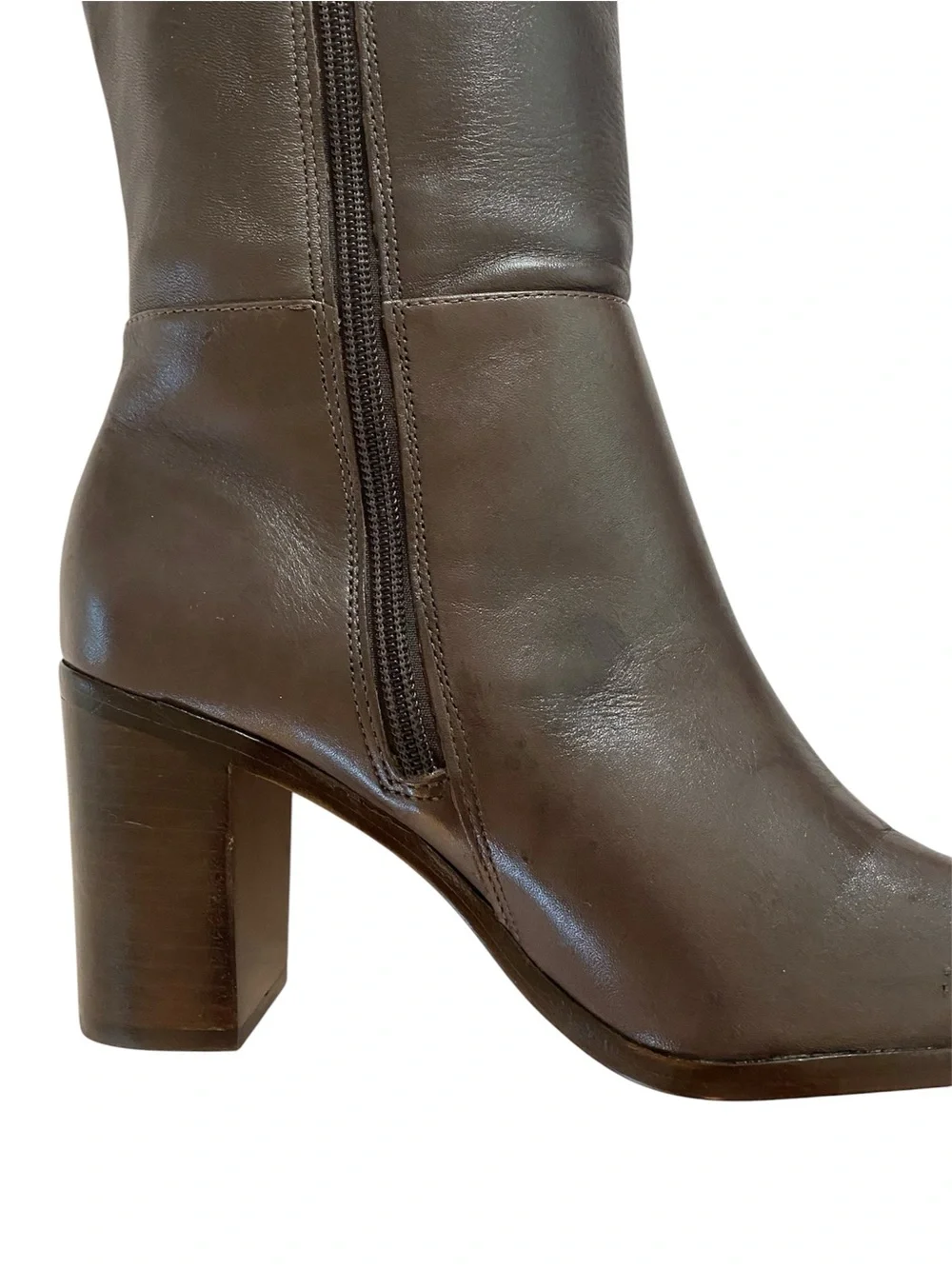 New Shutz Mikki Brown Leather Over the Knee Boots Size 7 Party Office Siren